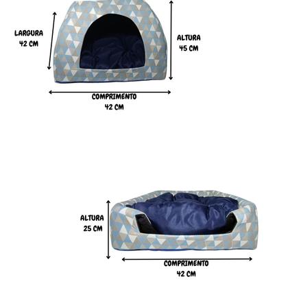 Imagem de Cama Toca Pet Casinha Cabana Triângulo Cães Gato Almofada M