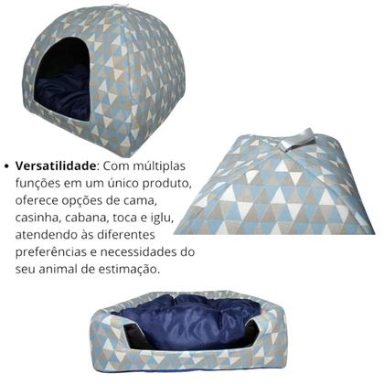 Imagem de Cama Toca Pet Casinha Cabana Triângulo Cães Gato Almofada M