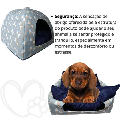 Imagem de Cama Toca Pet Casinha Cabana Triângulo Cães Gato Almofada M