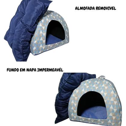 Imagem de Cama Toca Pet Casinha Cabana Triângulo Cães Gato Almofada M