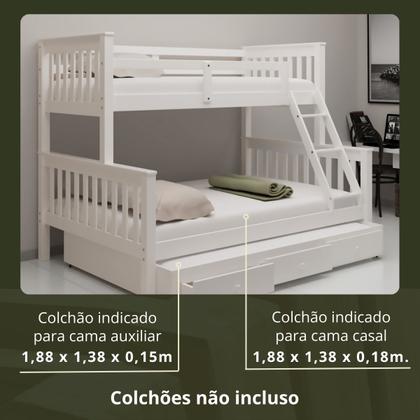 Imagem de Cama Treliche Casal Woodstore Com Gavetas E Escada