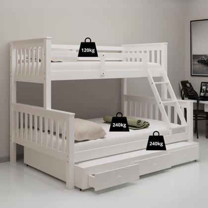Imagem de Cama Treliche Casal Woodstore Com Gavetas E Escada