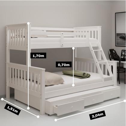 Imagem de Cama Treliche Casal Woodstore Com Gavetas E Escada