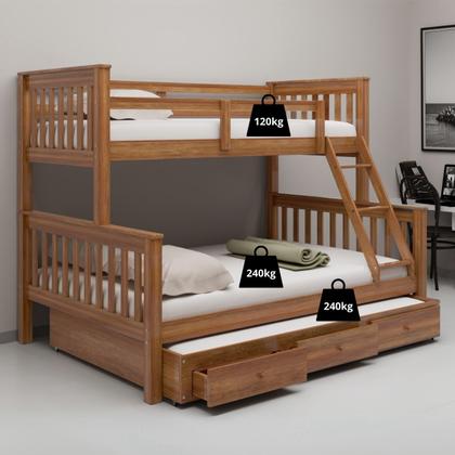 Imagem de Cama Treliche Casal Woodstore Com Gavetas E Escada