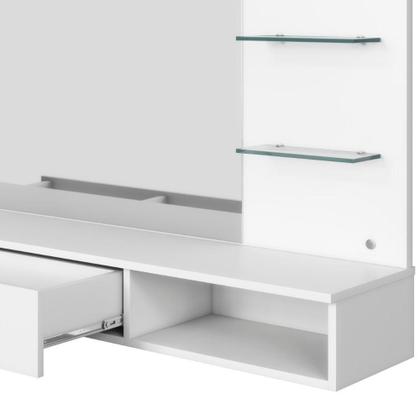 Imagem de Camarim Penteadeira Lumiere Mesa Suspensa Com Espelho E Gaveta Organizadora Branco Fosco - Mabe Magazine