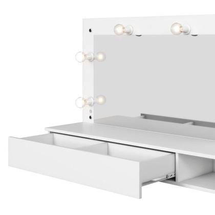 Imagem de Camarim Penteadeira Lumiere Mesa Suspensa Com Espelho E Gaveta Organizadora Branco Fosco - Mabe Magazine