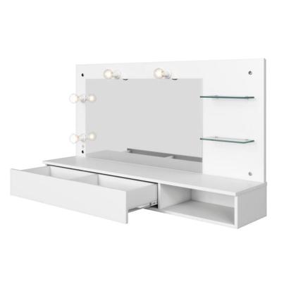 Imagem de Camarim Penteadeira Lumiere Mesa Suspensa Com Espelho E Gaveta Organizadora Branco Fosco - Mabe Magazine