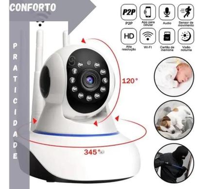 Imagem de Câmera Babá Inteligente WIFI Espiã com Áudio Visão Noturna Monitoramento via APP