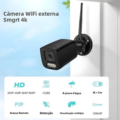 Imagem de Câmera Bullet WiFi Externa Com Detecção Humana Por IA, Vigilância De Vídeo IP Onvif CCTV
