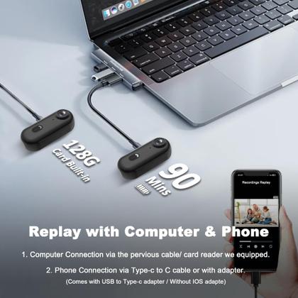 Imagem de Câmera corporal Catchallway 4K 128GB com áudio e à prova d'água