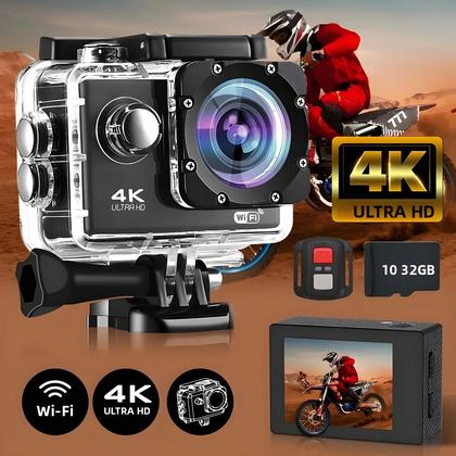 Imagem de Câmera De Ação 4K À Prova d'Água Com WiFi, 4K/30FPS, Tela De 2.0", GPS, Zoom 4X, Câmera Subaquática