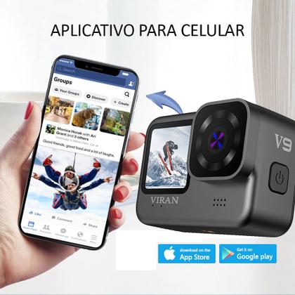 Imagem de Câmera de ação Viran V9 Wifi Filmadora Sport 4k 60fps 20mp Mergulho Moto Bike Surf Prova D'água IP68