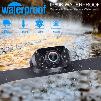 Imagem de Câmera de backup LeekoOluu de fácil instalação: Plug-Play Color Clear Image DIY Guide Lines Câmera retrovisora HD 1080P com kit de monitor LED com botão liga/desliga para carros/SUVs/caminhões/campistas LK3