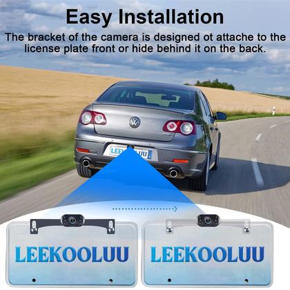 Imagem de Câmera de backup LeekoOluu de fácil instalação: Plug-Play Color Clear Image DIY Guide Lines Câmera retrovisora HD 1080P com kit de monitor LED com botão liga/desliga para carros/SUVs/caminhões/campistas LK3