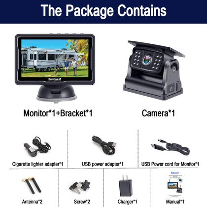 Imagem de Câmera de backup sem fio DoHonest R50 HD 1080P com monitor de 5"