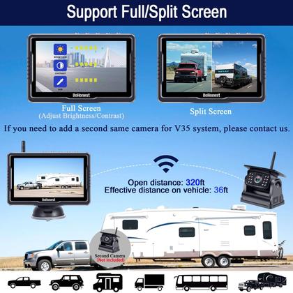 Imagem de Câmera de backup sem fio DoHonest R50 HD 1080P com monitor de 5"