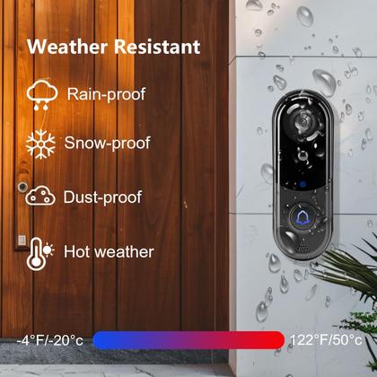 Imagem de Câmera de campainha eudic J1 Wireless 1080P com carrilhão preto