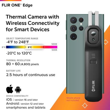 Imagem de Câmera de imagem térmica FLIR Edge Wireless para smartphones