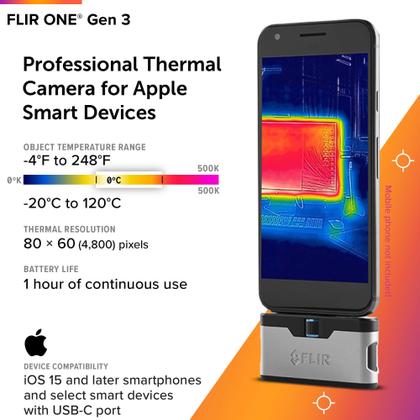 Câmera de imagem térmica FLIR ONE Gen 3 para iOS com USB-C