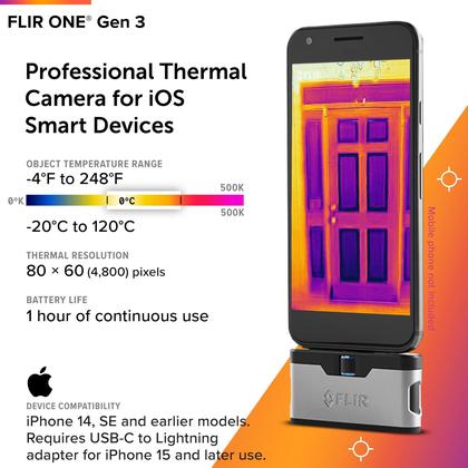 FLIR ONE Gen3 （Lightningポート搭載） Câmera de imagem térmica FLIR ONE Gen 3 para smartphones iOS
