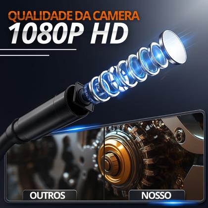 Imagem de Câmera de Inspeção Endoscópica LCD 4K HD Cabo 5 Metros Prova DÁgua