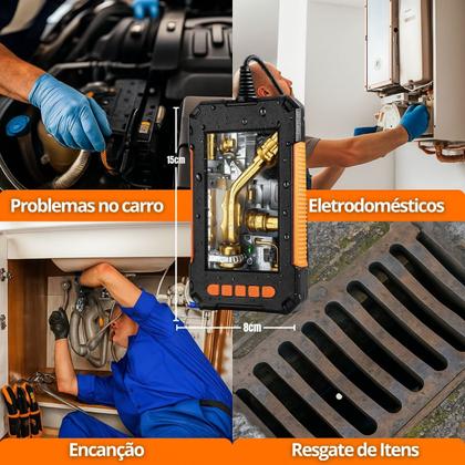 Imagem de Câmera de Inspeção Endoscópica LCD 4K HD Cabo 5 Metros Prova DÁgua