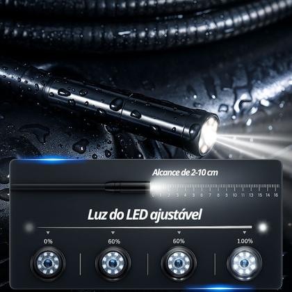 Imagem de Câmera de Inspeção Endoscópica LCD 4K HD Cabo 5 Metros Prova DÁgua