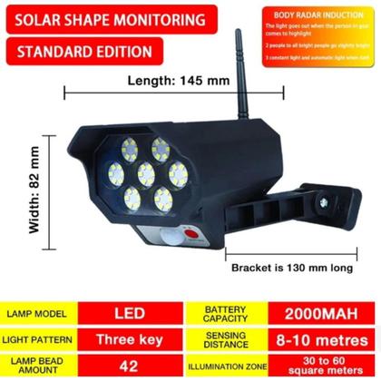 Imagem de Camera de Monitoramento Falsa com Led e Sensor de Presença IP65 Prova de Agua para Fachada Casa Quintal Escritório Igreja Oficina 