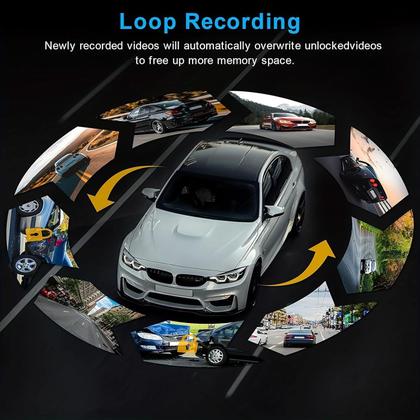 Imagem de Câmera de painel frontal e interna, câmera de painel 1080P de 3,16 polegadas, sensor G, HD, visão noturna, gravação em loop, DVR de carro de grande angular (não inclui cartão)