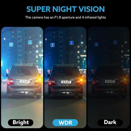 Imagem de Câmera de painel frontal e interna, câmera de painel 1080P de 3,16 polegadas, sensor G, HD, visão noturna, gravação em loop, DVR de carro de grande angular (não inclui cartão)