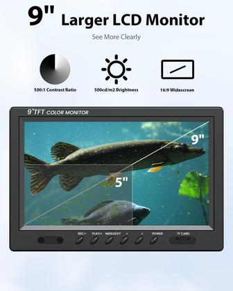 Imagem de Câmera de pesca subaquática Eyoyo LCD 1000TVL Fish Finder de 9 polegadas