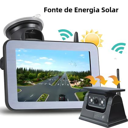 Imagem de Câmera De Ré Sem Fio Alimentada Por Energia Solar Com Monitor De 5 Polegadas Para Caminhão Trailer