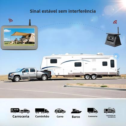 Imagem de Câmera De Ré Sem Fio Alimentada Por Energia Solar Com Monitor De 5 Polegadas Para Caminhão Trailer