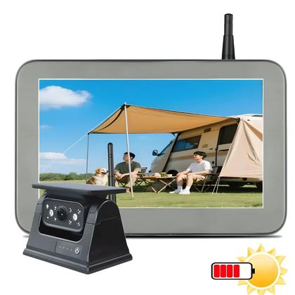 Imagem de Câmera De Ré Sem Fio Alimentada Por Energia Solar Com Monitor De 5 Polegadas Para Caminhão Trailer