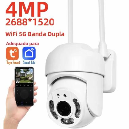 Imagem de Câmera De Rede Tuya 4MP PTZ WIFI IP66 À Prova d'Água 5G Dual-band Para Vigilância Externa