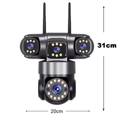 Imagem de Camera de Segurança 4 Lentes HD WiFi Grava Voz PTZ 360 Graus App Sensor Presença Microfone Audio Visao Noturna