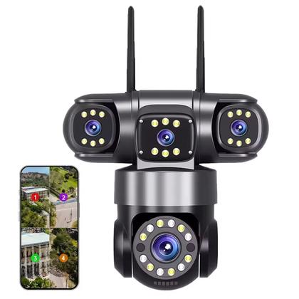 Imagem de Camera de Segurança 4 Lentes HD WiFi Grava Voz PTZ 360 Graus App Sensor Presença Microfone Audio Visao Noturna