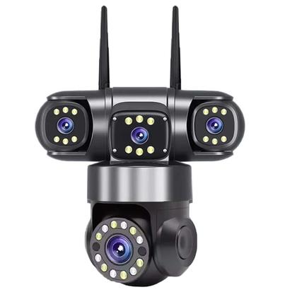 Imagem de Camera de Segurança 4 Lentes HD WiFi Grava Voz PTZ 360 Graus App Sensor Presença Microfone Audio Visao Noturna