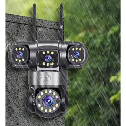 Imagem de Camera de Segurança 4 Lentes HD WiFi Grava Voz PTZ 360 Graus App Sensor Presença Microfone Audio Visao Noturna