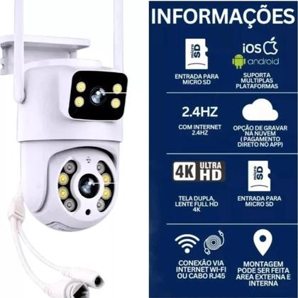 Imagem de Câmera de Segurança 4K com Wi-Fi, Detecção de Movimento