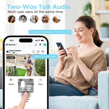 Imagem de Câmera de segurança AMTIFO Wireless 2K WiFi com detecção de movimento AI