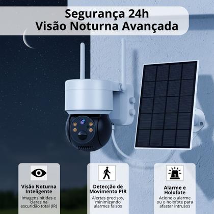 Imagem de Câmera de Segurança Com Painel Solar WiFi Coibeu Full HD Visão Noturna Áudio Bidirecional E Sensor de Movimento