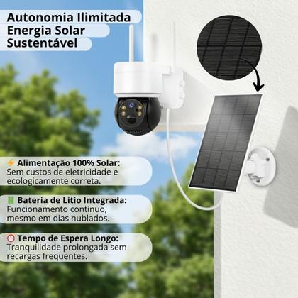 Imagem de Câmera de Segurança Com Painel Solar WiFi Coibeu Full HD Visão Noturna Áudio Bidirecional E Sensor de Movimento