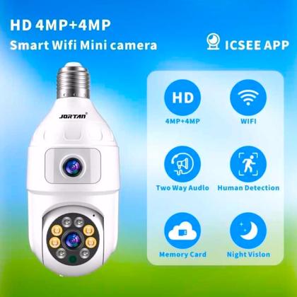 Imagem de Câmera de Segurança Dupla Lente Angula IP Sem Fio Wifi Interna e Externa HD 1080 Visão Noturna Infravermelha