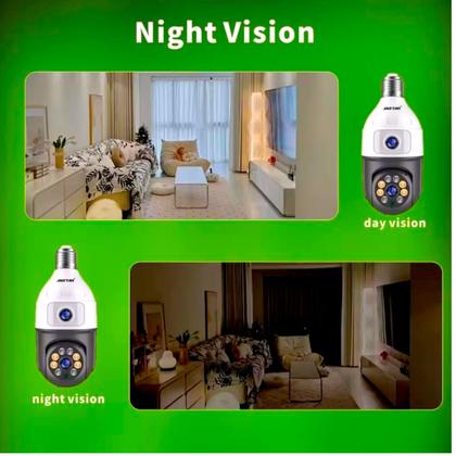 Imagem de Câmera de Segurança Dupla Lente Angula IP Sem Fio Wifi Interna e Externa HD 1080 Visão Noturna Infravermelha