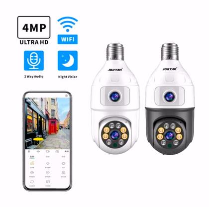 Imagem de Câmera de Segurança Dupla Lente Angula IP Sem Fio Wifi Interna e Externa HD 1080 Visão Noturna Infravermelha