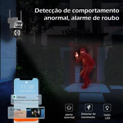 Imagem de Câmera de Segurança Dupla Wi-fi Smart Angulo Duplo A28B 3mp Icsee - Wifi Smart Camera