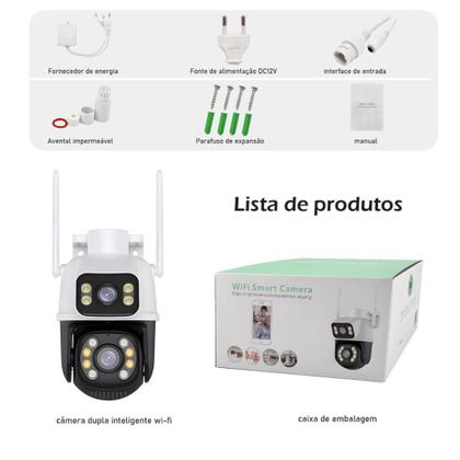 Imagem de Câmera de Segurança Dupla Wi-fi Smart Angulo Duplo A28B 3mp Icsee - Wifi Smart Camera