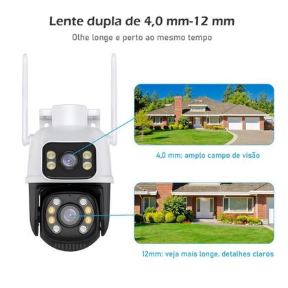 Imagem de Câmera de Segurança Dupla Wi-fi Smart Angulo Duplo A28B 3mp Icsee - Wifi Smart Camera