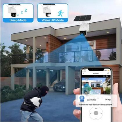 Imagem de Câmera de Segurança Externa Solar Wifi À Prova Dágua Rotação 360 Graus